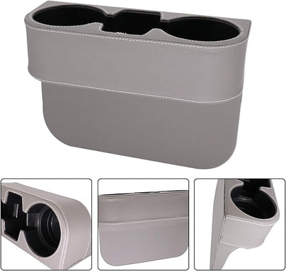 Car Seat Organizer Cup Drink Holders Multi Functional Gap Filler Storage Box Insert Organization Helps Reduce Distracted Driving&Holds Phone Mount Mug Bottle Cellphone (PUBD-Gray)