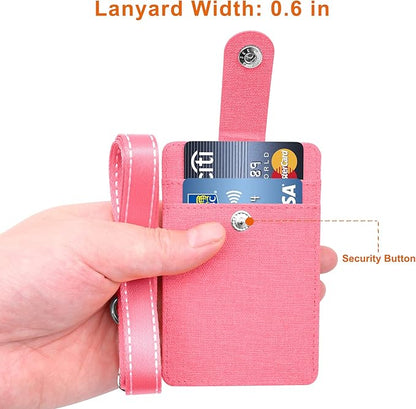 Life-Mate Badge Holder - Leather ID Badge Card Holder Wallet Case with 3 Cards Slot and Neck Lanyard/Strap. Additional Retractable Badge Reel with Belt Clip (Pink)