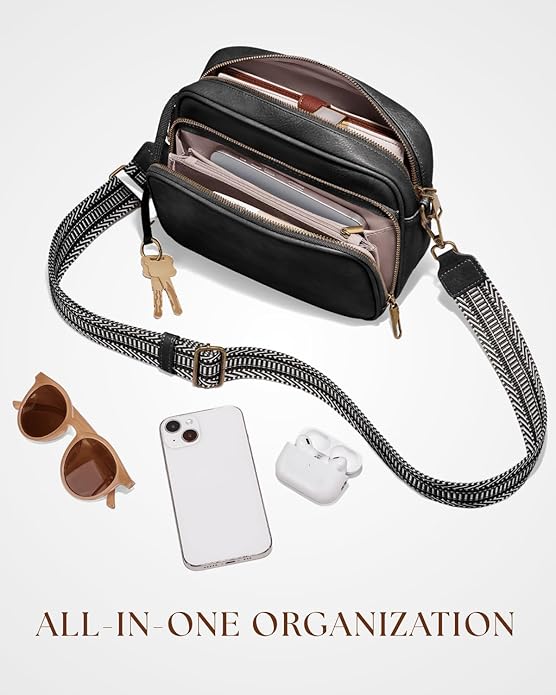 Crossbody Bags with Built-in Wallet, Anti-Theft Travel Purse with Card Slots, Trendy Vegan Shoulder Bag for Women Men