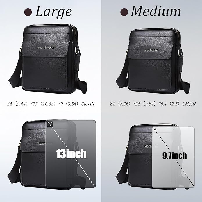 Leathario Crossbody Bag For Men Vegan Leather Shoulder Messenger Purse Sling Satchel Bag For Work Business Travel | Vegan Leather, Purse, For Work, Business, Travel