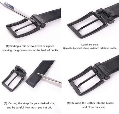 Men's Dress Belt Black Leather Belts for Jeans