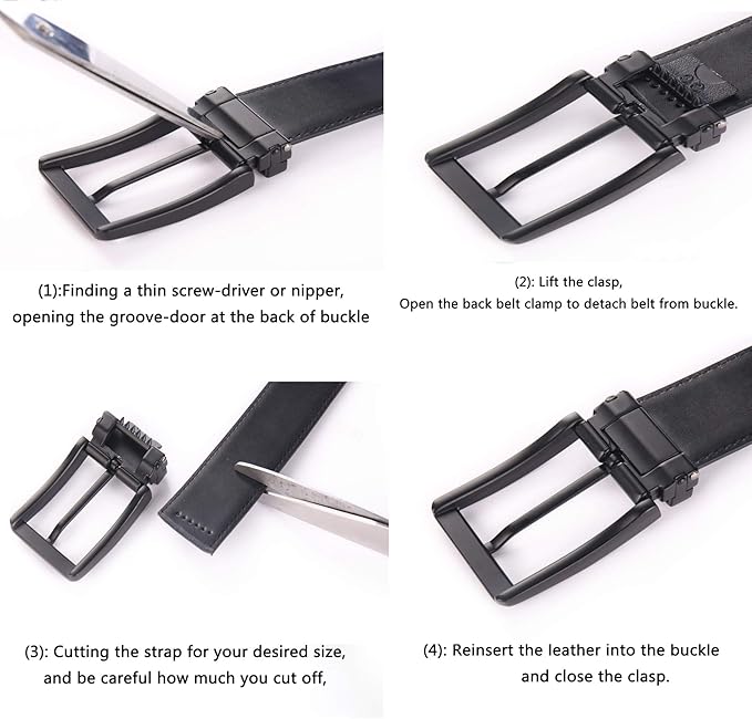 Men's Dress Belt Black Leather Belts for Jeans