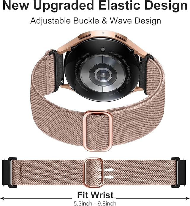 Lerobo Elastic Bands Compatible with Samsung Galaxy Watch 8 7 6 5 4 40mm 44mm/Galaxy Watch 8 Classic 6 4 Classic 43mm 47mm 42mm 46mm/5 Pro Band 45mm/Active 2,3 Pack 20mm Adjustable Nylon Sport Band