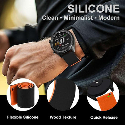 WOCCI Magnetic Watch Bands, Wood Grain Silicone, Quick Release, Compatible Watch Lug 20mm 22mm