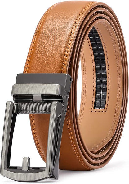 SENDEFN Men's Leather Dress Casual Belt 1 3/8" Automatic Adjustable Click Buckle Belts with Gift Box