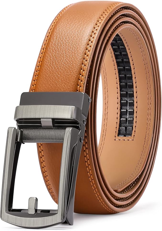 SENDEFN Men's Leather Dress Casual Belt 1 3/8" Automatic Adjustable Click Buckle Belts with Gift Box