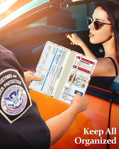 Slohif Car Registration and Insurance Holder - Strawberry Vehicle Glove Box Organizer Women with Magnetic Shut Leather Automobile License Holders Coasters Auto Accessories Case for Document