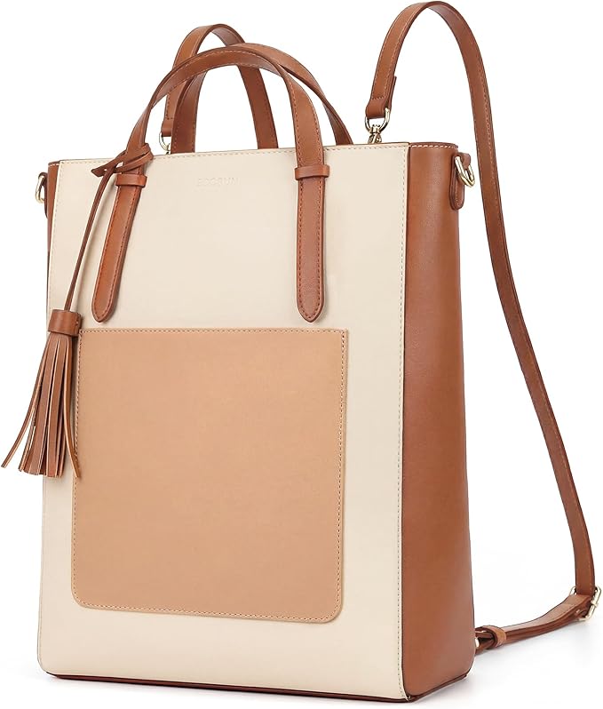 ECOSUSI Tote Bag Convertible Backpack for Women Vegan Leather Handbag Multifuction Shoulder Bag