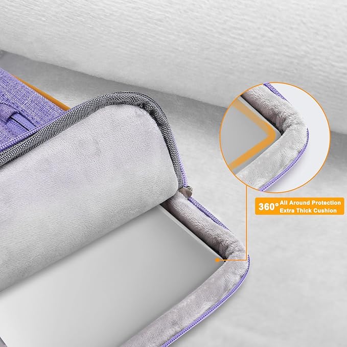 MOSISO 360 Protective Laptop Case 16 inch, 15-15.6 inch Laptop Sleeve Compatible with MacBook Pro 16, HP Acer Dell Lenovo ASUS, Side Open Carrying Case with 4 Zipper Pockets&Handle, Purple
