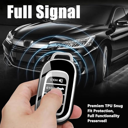 Key Fob Cover for Honda - Premium Soft TPU Shell Full Protection Case with Keychain, Fits HR-V CR-V Pilot Accord Civic Passport, Blue 5-Button