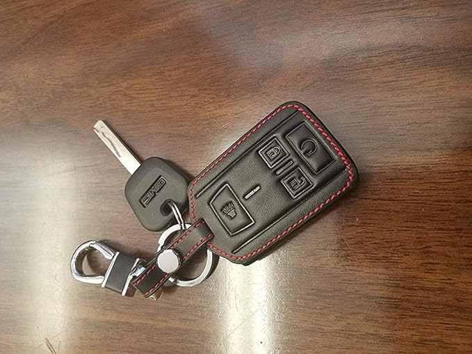KAWIHEN Leather Smart Remote Key Fob Case Holder Cover Compatible with Chevrolet Colorado Silverado 1500 2500 3500 HD GMC Canyon Sierra 1500 2500 3500 HD