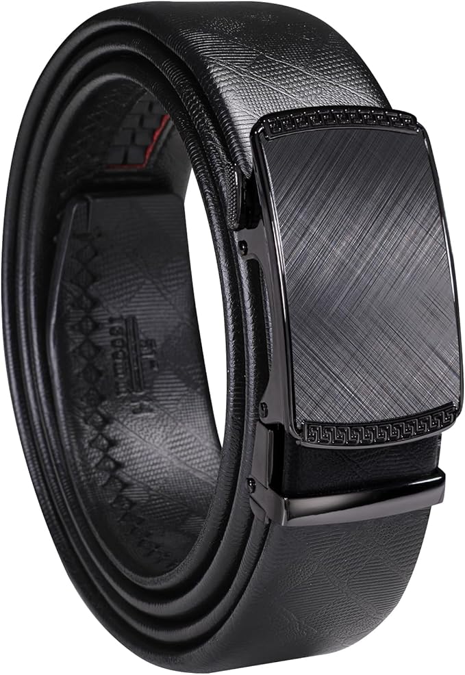 Dubulle Designer Ratchet Belt for Men Leather Fashion Adjustable Automatic Buckle Sliding Removable Dress Casual