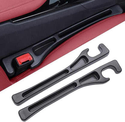 Universal Car Seat Gap Filler Organizer - No-Drop Seat in Between Seat Catcher - Gap Plug 2 Pack with Strip Storage Slot - Automotive Interior Accessories for Cars, Trucks, and SUV (Black)