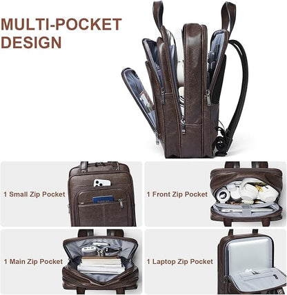 Shrrie 15.6" Laptop Backpack,Business Work Backpack Briefcase,Durable Computer Backpack for Office,Travel,College,Two-toned Coffee