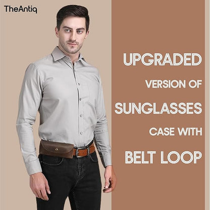 Leather Sunglasses Case Genuine Eyeglass Holder Reading Glasses Protector Vintage Eyewear Storage for Men and Women