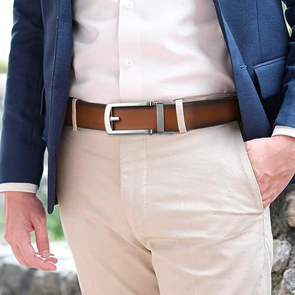 SENDEFN Men's Leather Dress Casual Belt 1 3/8" Automatic Adjustable Click Buckle Belts with Gift Box