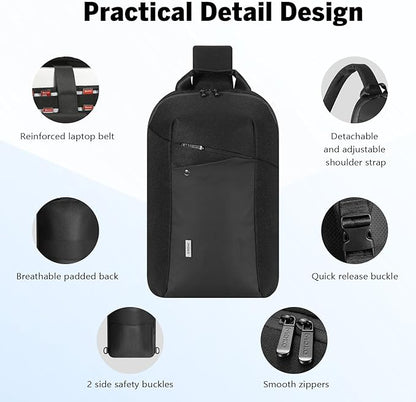 MoKo 9-11 inch Sling Bag Backpack for 11-inch iPad Pro M5/M4, iPadAir M3/M2, iPad A16, Compact EDC Daypack Crossbody Shoulder Bag Travel Carrying Case for Switch 2/OLED/Steam Deck/Rog Ally X, Black