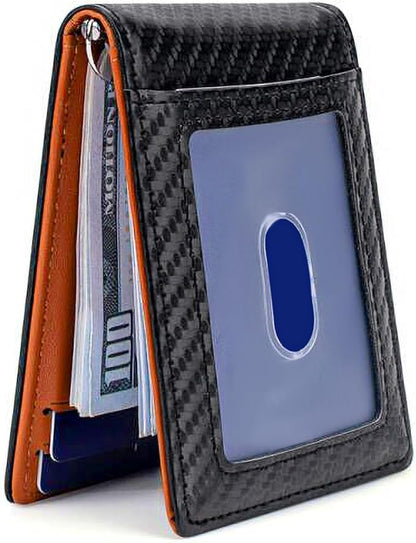 Men's Slim Wallet with Money Clip RFID Blocking Bifold Credit Card Holder Gifts for Men
