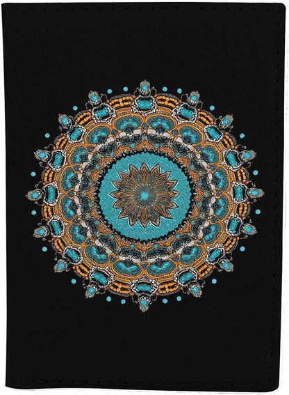 Mandala Passport Holder for Travel Abstract Ornate Filigree Scroll PU Leather Passport Cover Wallet Cute Passport Card Holder for Women and Men