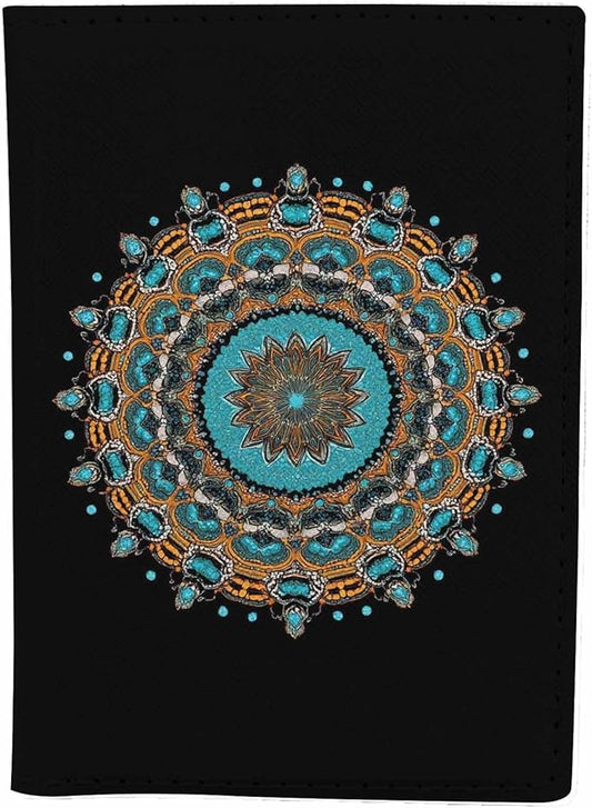 Mandala Passport Holder for Travel Abstract Ornate Filigree Scroll PU Leather Passport Cover Wallet Cute Passport Card Holder for Women and Men