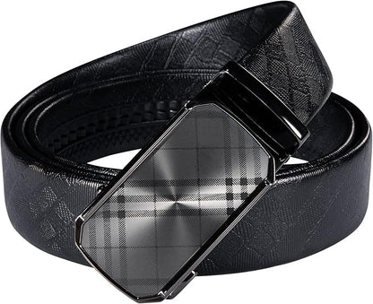 Dubulle Designer Ratchet Belt for Men Leather Fashion Adjustable Automatic Buckle Sliding Removable Dress Casual