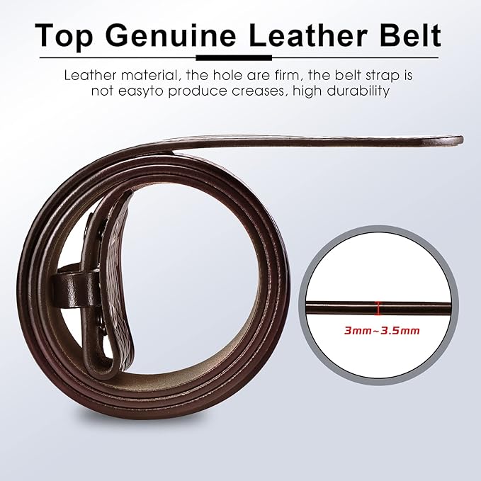 HJones Western Belts for Men without Buckle,Cowboy Belt Buckles for Men,1.5" Wide Genuine Leather Belt No Buckle