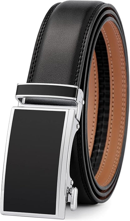 Lingli Men's Belt,Ratchet Dress Belt with Automatic Buckle Brown/Black-Trim to Fit-35mm wide