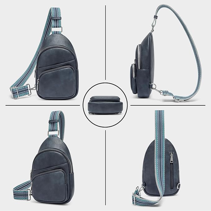 CLUCI Small Sling Bag for Women, Vegan Leather Fanny Pack Crossbody Bags for Women, Chest Bag With Guitar Strap