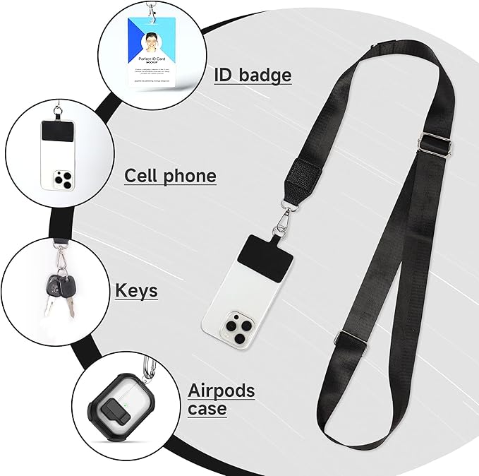 FUVLIFE Phone Lanyard Crossbody Wrist Strap, Adjustable Clip and Go Strap for Phone with Wallet Crossbody, Phone Strap with Zippered Pouch, Universal Hands-Free for All Cell Phone