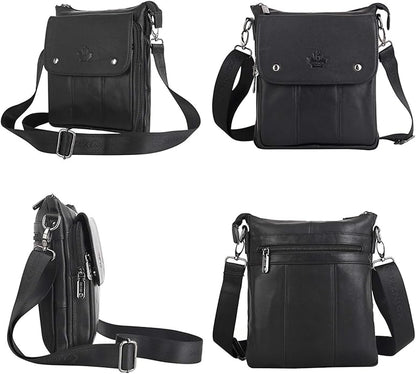 Genuine Leather Messenger Bag, Sling Bag Crossbody Shoulder Bags for Travel Work Business