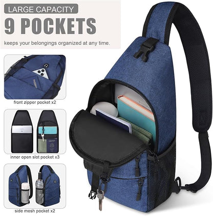 Pritent Crossbody Bags for Women Men Trendy Sling Bag Backpack Casual Chest Bag with Convertible Shoulder Strap