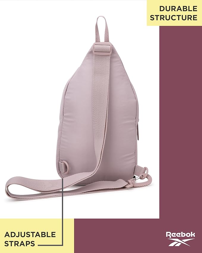 Reebok Unisex Crossbody Sling Bags – Compact Convertible Strap Cross Body Bag Travel Sling Bag - Gym & Travel Essential, Thea II Latte