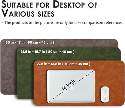 Distressed Leather Desk Mat - Non-Slip PU Desk Pad for Office and Home - Desk Organization and Accessories - Ideal for Large Mouse Pad and Desk Mats on Top of Desks(Mint Green,27.6"x 13.8")