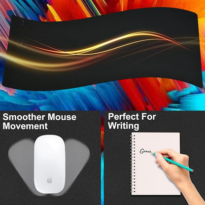 Desk Mat with Wireless Charging, Black Mouse Pad with Wireless Charger, Desk Pad Matt for Desktop, Mousepad Gaming Large Mouse Pad, Leather Compute for Keyboard and Mouse, 32" x 16"