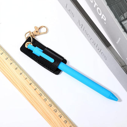 2 Pieces Pen Holder for Lanyard Leather Anti-Lost Lanyard Pen Clip Keychain Portable Neck Pens Holder for Office Nurse Clipboard Badge