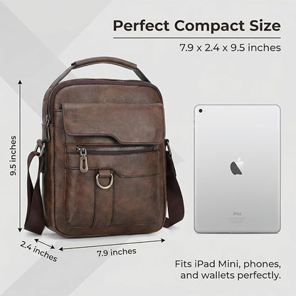 Men's Leather Crossbody Bag, Casual leather Bag for Men, Crossbody Bag Office Business,Handbag Purse Zipper