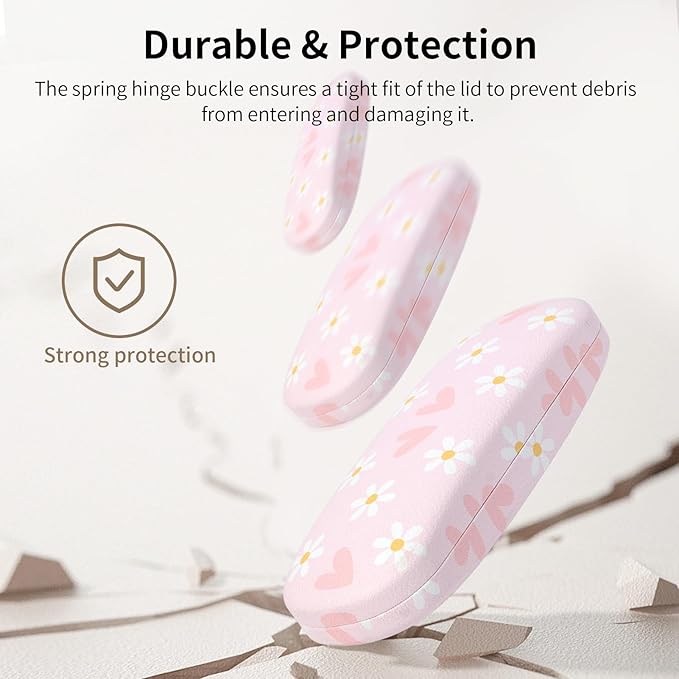 Glasses Case Hard Shell, Leather Protective Case for Sunglasses with Cleaning Cloth, Cute Eyeglass Cases for Women