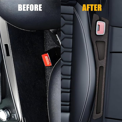Car Seat Gap Filler, 2PCS Crevice Blocker Stopper Between Vehicle Seat Console, No Drop Automotive Fill Crevice Guard Interior Accessories, Universal for SUV Truck Sedan (Brown)