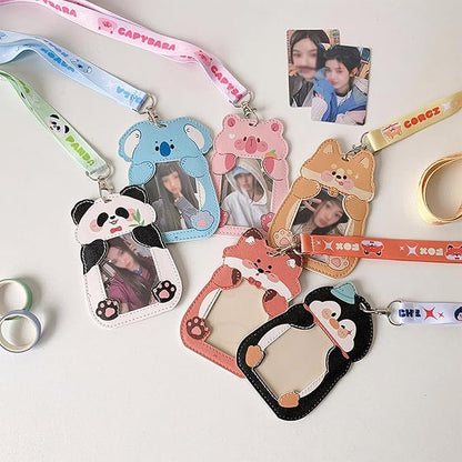 Cute Badge Holder Lanyard Cartoon Puppy ID Card Holder Kawaii ID Badge Keys Lanyard Strap Neck Lanyard PU Leather Badge Holder for Women Girls Boys (Puppy)
