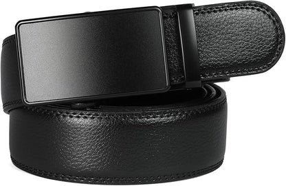 Founders & C Men's Ratchet Belt 1 3/8",Leather Dress Belt Adjustable with Click Sliding Buckle Trim to Exact Fit