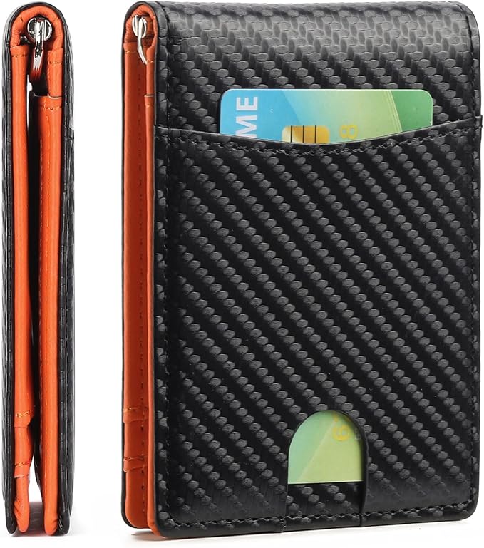 Wallet for Men Leather Slim Bifold Card Holder RFID Blocking Minimalist Front Pockets Wallet with Money Clip