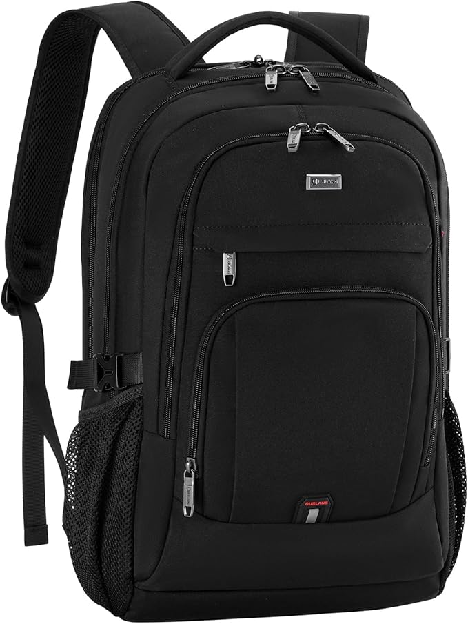 DUSLANG 17 Inch Laptop Backpack for Travel Water Resistant College Backpack for Men Women Laptop Bag with USB Charging Port black lock,Black