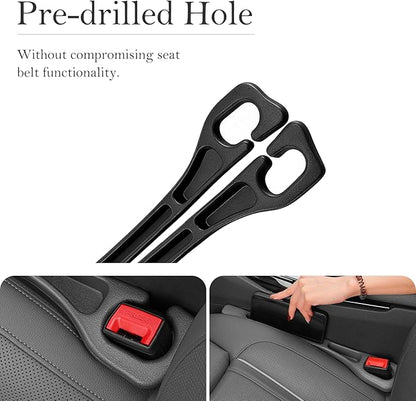 Car Seat Gap Filler 2-Pack, Universal Car Seat Gap Filler Organizer, Seat Gap Plug – Fills Gap Between Seat & Console, Drop-Proof Guard for Phones, Keys & Cards, Fits Cars, SUVs, Trucks, Black