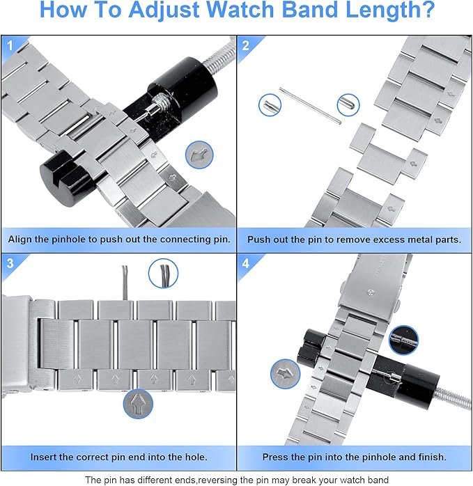 MORAN Stainless Steel Watch Band Quick Release Replacement Metal Strap 18mm 20mm 22mm Men Women, Silver+Folding Clasp