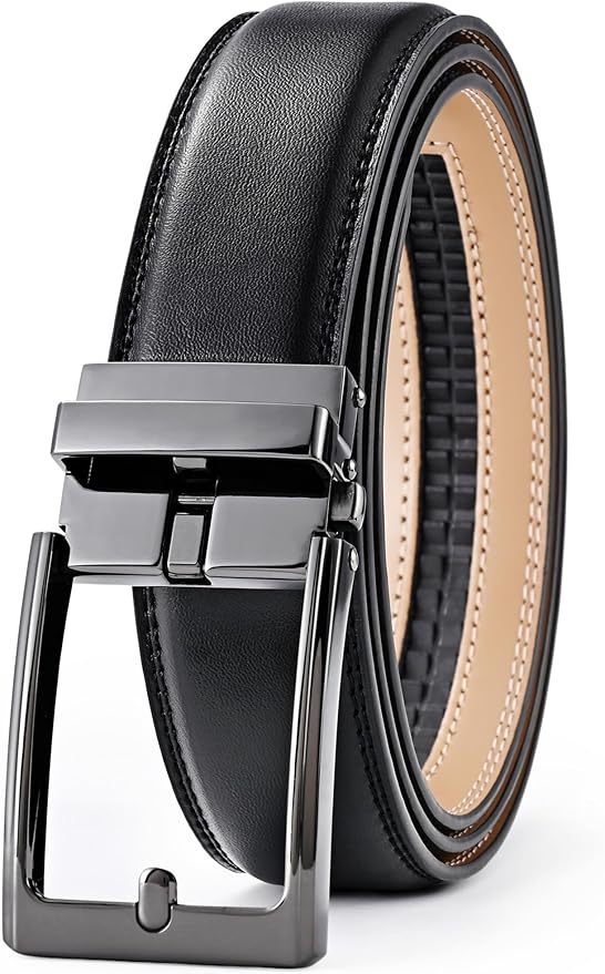 Lingli Men's Belt,Ratchet Dress Belt with Automatic Buckle Brown/Black-Trim to Fit-35mm wide