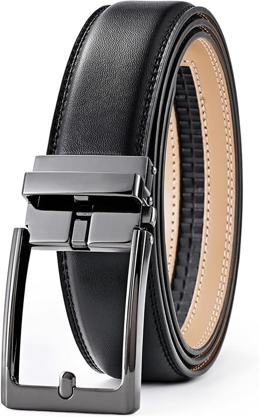 Lingli Men's Belt,Ratchet Dress Belt with Automatic Buckle Brown/Black-Trim to Fit-35mm wide