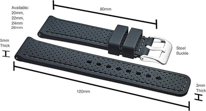 ALPINE Sporty Premium Soft Silicone Adjustable Watch Band - Replacement Rubber Watch Bands for Women & Men - Waterproof Quick Release Watch Straps - Compatible with Regular & Smart Watch Bands