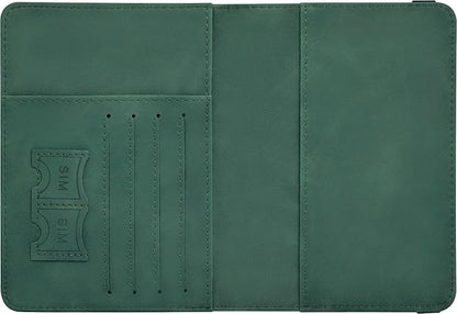 Passport Holder, Passport Cover with Credit Card Slot and Boarding Pass Slot Combo, Passport Wallet Case Book Travel Must Have, RFID Blocking Leather Travel Accessories, Atrovirens