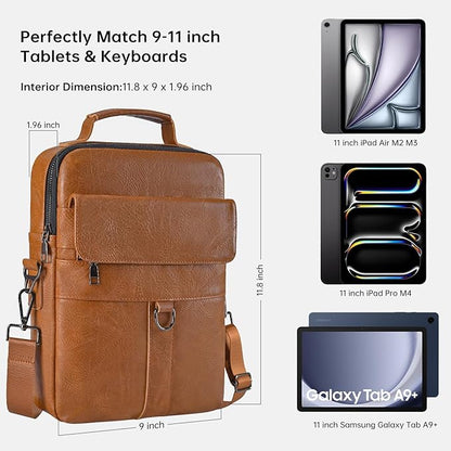 11 Inch Tablet Sleeve Case, Leather iPad Bag for 2026 iPad Air 11 M4 M3 & Pro 11 M4 M5 with Magic Keyboard, Fire HD 10/Max 11, Galaxy Tab A9+ Plus, Brown
