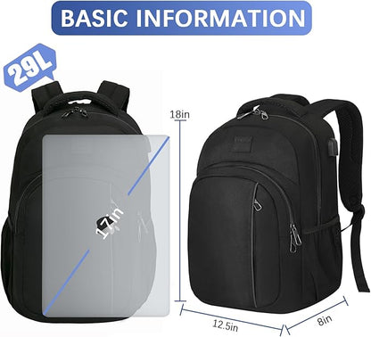 LARIPOP Carry On Backpack for Airplane, 15.6 Inch Laptop Backpack with USB Charging Port, Water Resistant Business Travel Backpack, Lightweight College School Bookbag Anti Theft for Men Women, Black | Water-Resistant